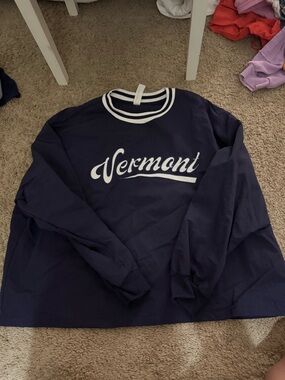 Missguided Navy Pullover with White Striped Collar